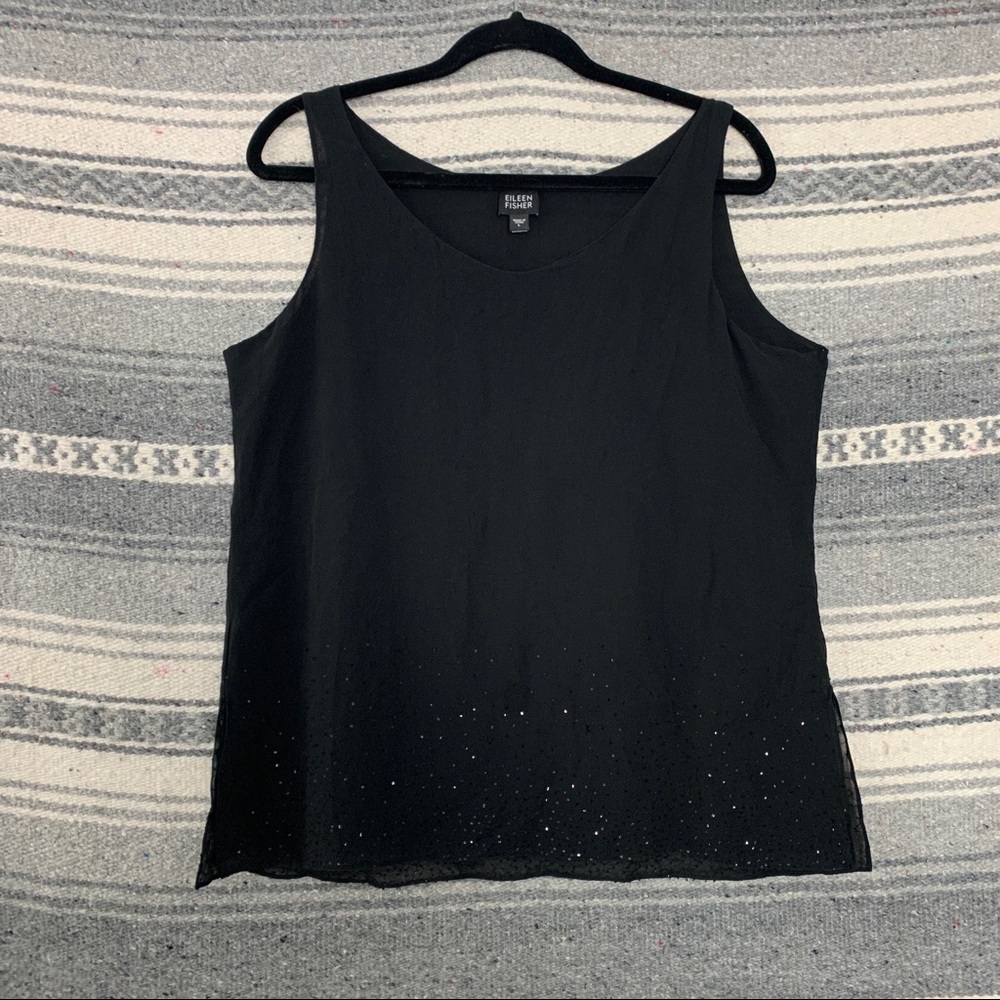 Eileen Fisher Silk Sleeveless Sequin Tank Sz Large